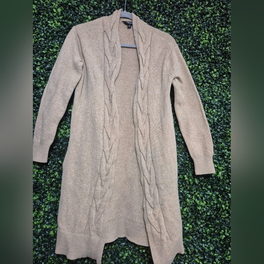 Simply Vera Vera Wang Tan Cable Knit Cardigan